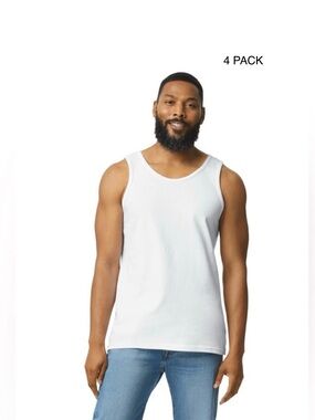 DELTA APPAREL 4 PK PRO WEIGHT ADULT TANK TOPS - WHITE SIZE XL (NEW WITH TAGS)